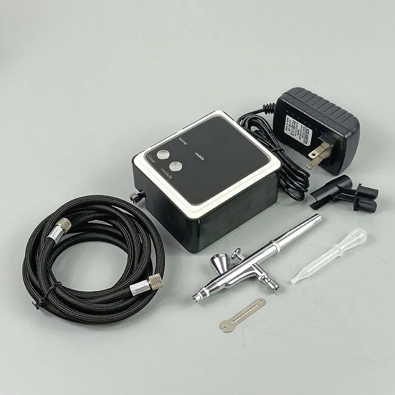 12V Mini Airbrush Gun and Compressor Kit Gravity Feed Airbrush for Makeup,Nail,Tattoo,Cake,Art Painting,Tan,Car Paint