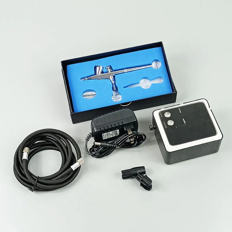 12V Mini Airbrush Gun and Compressor Kit Gravity Feed Airbrush for Makeup,Nail,Tattoo,Cake,Art Painting,Tan,Car Paint